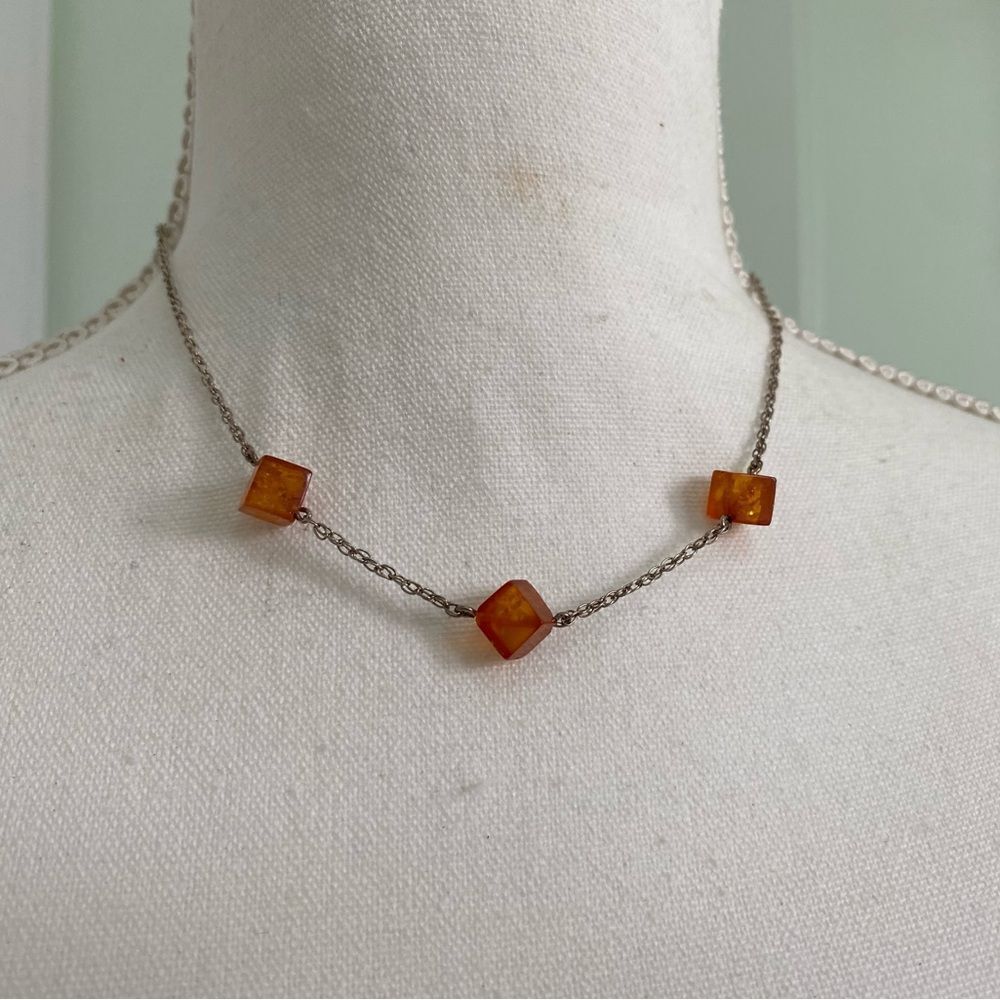 Sterling Silver Geometric Lucite Necklace